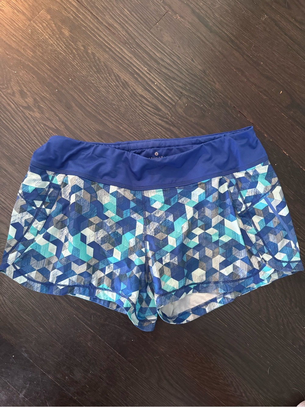 Women’s Athleta Blue Geometric Running Shorts
